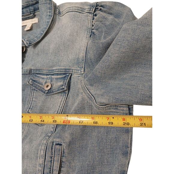Chelsea & Violet Denim Jacket Women's Sz XL Buttons Puff Shoulder Dillard's $150 - Picture 10 of 16